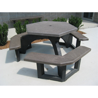 Tables de pique-nique hexagonales en plastique recyclé, 78" lo x 78" la, Brun NJ132 | Vision Industrielle