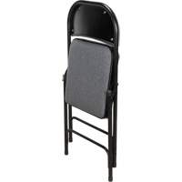 Chaise pliante de luxe en tissu rembourrée, Acier, Gris, Capacité 300 lb OR434 | Vision Industrielle