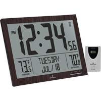 Horloge à réglage automatique à calendrier complet avec de très grands caractères, Numérique, À piles, Brun OR498 | Vision Industrielle