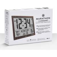 Horloge à réglage automatique à calendrier complet avec de très grands caractères, Numérique, À piles, Brun OR498 | Vision Industrielle