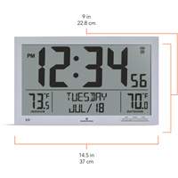Horloge à réglage automatique à calendrier complet avec de très grands caractères, Numérique, À piles, Argent OR499 | Vision Industrielle