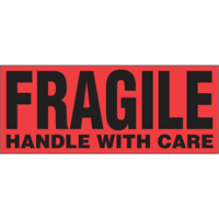 Étiquettes pour traitement spécial «Fragile Handle with Care», 5" lo x 2" la, Noir/rouge PB419 | Vision Industrielle