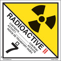Étiquettes d'expédition pour matières radioactives de catégorie 2, 4" lo x 4" la, Noir sur blanc SAG878 | Vision Industrielle