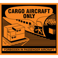 Étiquettes de manutention «Cargo Aircraft Only», 4-3/4" lo x 4-1/4" la, Orange SGQ527 | Vision Industrielle