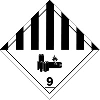 Étiquettes de manutention de matières dangereuses du département des Transports, 4" lo x 4" la, Noir sur blanc SGQ530 | Vision Industrielle