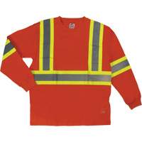 T-shirt de sécurité à manches longues, Coton, T-petit, Orange haute visibilité SHI995 | Vision Industrielle