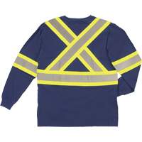 T-shirt de sécurité à manches longues, Coton, T-petit, Bleu marine SHJ014 | Vision Industrielle