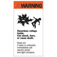 Enseigne «Warning Hazardous Voltage», 8" x 4-1/2", Acrylique, Anglais avec pictogramme SY226 | Vision Industrielle