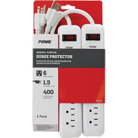 Surge Protector 2-Pack, 6 Outlets, 400 J, 1875 W, 1.5' Cord XJ247 | Vision Industrielle